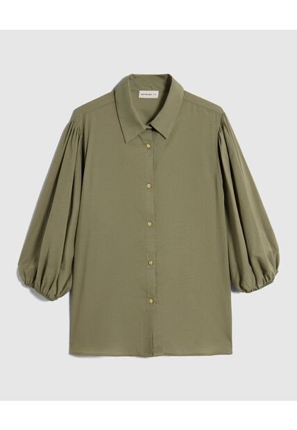 Camisa Con Mangas Globo Para Mujer Curvy  Para Mujer Verde Patprimo