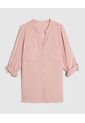 Camisa Cuello Nerú Y Doble Bolsillo Para Mujer Curvy  Para Mujer Rosado Patprimo de Patprimo