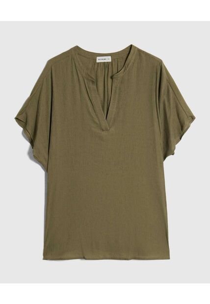 Blusa Escote En V Con Manga Corta Para Mujer Curvy  Para Mujer Verde Patprimo