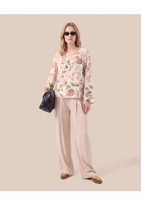 Blusa Escote En V Con Botón Para Mujer  Para Mujer Rosado Patprimo