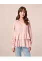 Blusa Con Ruedos Escalonados Para Mujer  Para Mujer Rosado Patprimo de Patprimo