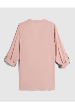 Camisa Cuello Nerú Y Doble Bolsillo Para Mujer Curvy  Para Mujer Rosado Patprimo