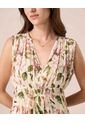 Vestido Midi Con Cintura Nido De Abeja Para Mujer  Para Mujer Crema Patprimo de Patprimo
