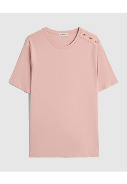 Camiseta Con Botones En Hombro Para Mujer Curvy  Para Mujer Rosado Patprimo