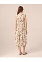 Vestido Midi Con Cintura Nido De Abeja Para Mujer  Para Mujer Crema Patprimo de Patprimo