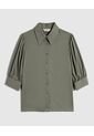 Camisa Camisera Con Mangas Recogidas Para Mujer  Para Mujer Verde Patprimo de Patprimo