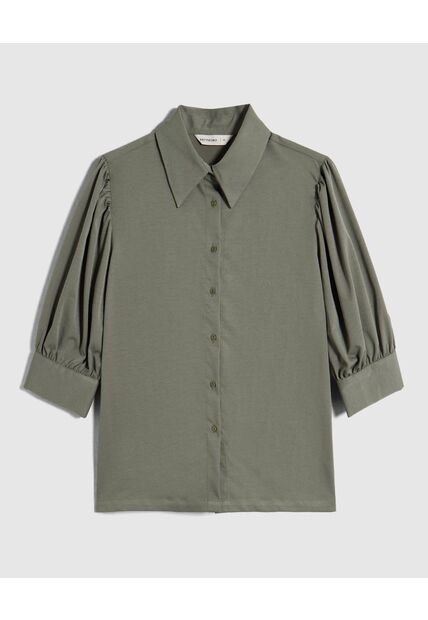 Camisa Camisera Con Mangas Recogidas Para Mujer  Para Mujer Verde Patprimo