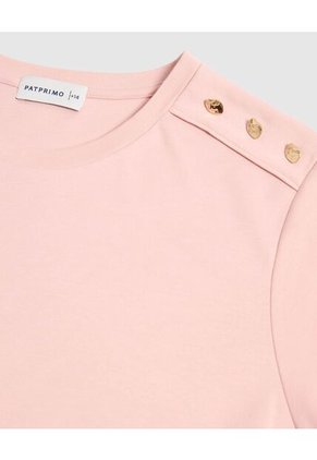Camiseta Con Botones En Hombro Para Mujer Curvy  Para Mujer Rosado Patprimo