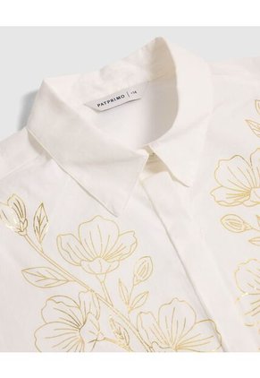 Camisa Manga Corta Con Aplique Para Mujer Curvy  Para Mujer Blanco Patprimo