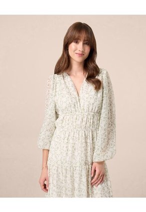 Vestido Largo Con Cintura Enresortada Para Mujer Para Mujer Verde Patprimo