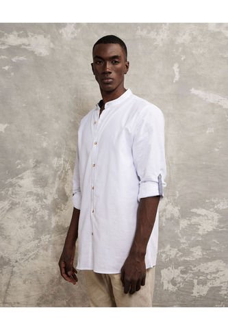 Camisa Para Hombre Manga Larga Sin Bolsillo Color Blanco Marca Patprimo #44012907 Patprimo