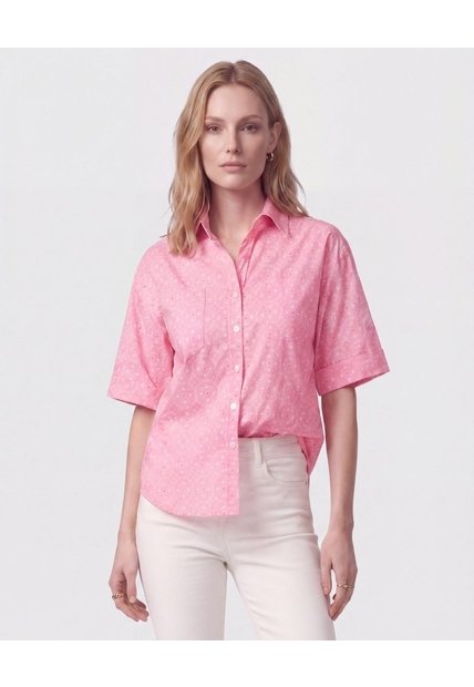 Camisa Manga Corta Con Bolsillo Mujer  Para Mujer Rosa Patprimo