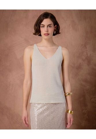 Camiseta  Para Mujer Manga Sisa Cuello Redondo Color Crema Marca Patprimo #30093894 Patprimo