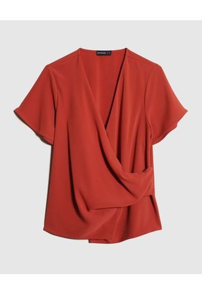Blusa Unicolor Con Cruce  Para Mujer Terracota Patprimo