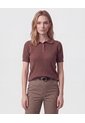 Polo Manga Corta Cuello Tejido Para Mujer  Para Mujer Café Patprimo de Patprimo