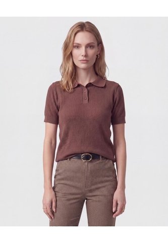 Polo Manga Corta Cuello Tejido Para Mujer  Para Mujer Café Patprimo Patprimo