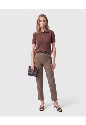 Polo Manga Corta Cuello Tejido Para Mujer  Para Mujer Café Patprimo