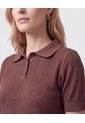 Polo Manga Corta Cuello Tejido Para Mujer  Para Mujer Café Patprimo de Patprimo