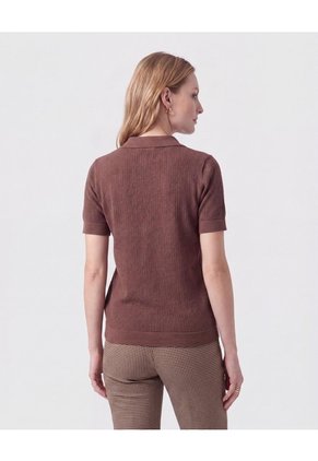 Polo Manga Corta Cuello Tejido Para Mujer  Para Mujer Café Patprimo