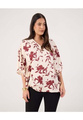 Blusa Para Mujer Manga Corta Color Vino Marca Patprimo #14121412