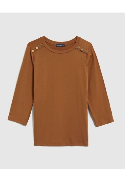 Camiseta Para Mujer Manga 3/4 Cuello Redondo Color Café Marca Patprimo #30093743