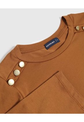 Camiseta Para Mujer Manga 3/4 Cuello Redondo Color Café Marca Patprimo #30093743