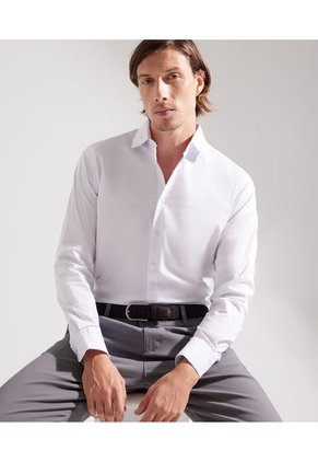Camisa Para Hombre Manga Larga Sin Bolsillo Cuello Italiano Color Blanco Marca Patprimo #44012582