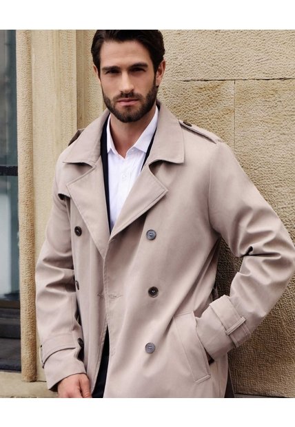 Chaqueta Trench Coat Unicolor  Para Hombre Café Patprimo