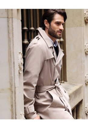 Chaqueta Trench Coat Unicolor  Para Hombre Café Patprimo