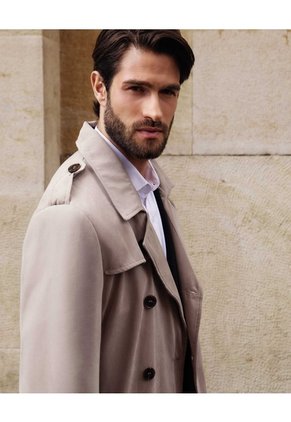 Chaqueta Trench Coat Unicolor  Para Hombre Café Patprimo
