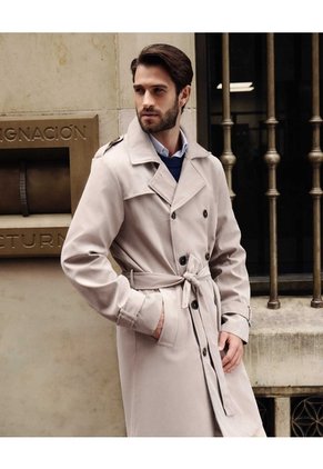 Chaqueta Trench Coat Unicolor  Para Hombre Café Patprimo