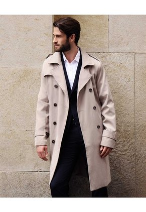 Chaqueta Trench Coat Unicolor  Para Hombre Café Patprimo