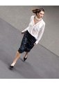 Falda Midi En Efecto Cuero  Para Mujer Negro Patprimo de Patprimo