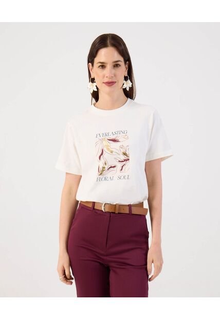 Camiseta  Para Mujer Manga Corta Cuello Redondo Color Blanco Marca Patprimo #30093940