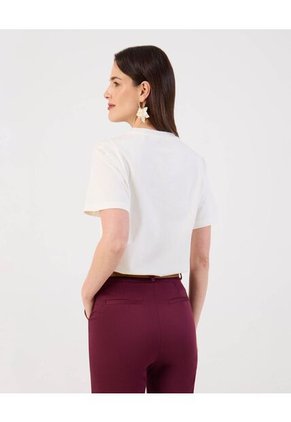 Camiseta  Para Mujer Manga Corta Cuello Redondo Color Blanco Marca Patprimo #30093940