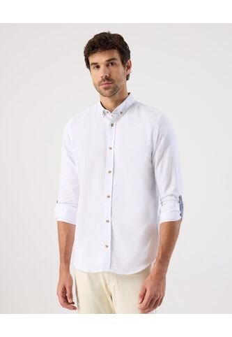 Camisa  Para Hombre Manga Larga Sin Bolsillo Cuello B Color Blanco Marca Patprimo #44017214 Patprimo