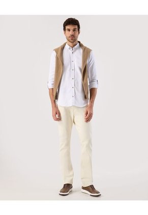 Camisa  Para Hombre Manga Larga Sin Bolsillo Cuello B Color Blanco Marca Patprimo #44017214