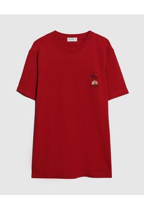 Camiseta Para Hombre Manga Corta Cuello Redondo Color Rojo Marca Patprimo #44090914