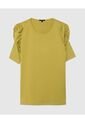 Camiseta Manga Corta En Ruche  Para Mujer Verde Patprimo de Patprimo