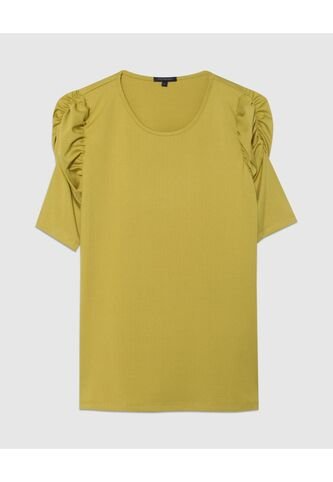Camiseta Manga Corta En Ruche  Para Mujer Verde Patprimo Patprimo