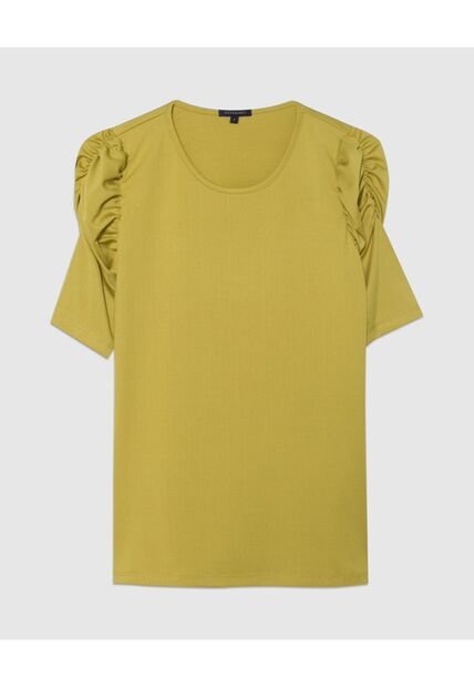 Camiseta Manga Corta En Ruche  Para Mujer Verde Patprimo