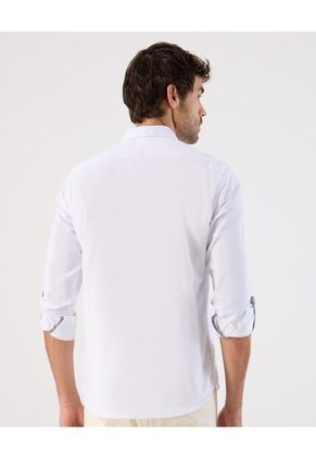 Camisa  Para Hombre Manga Larga Sin Bolsillo Cuello B Color Blanco Marca Patprimo #44017214