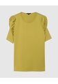 Camiseta Manga Corta En Ruche  Para Mujer Verde Patprimo de Patprimo