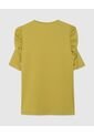 Camiseta Manga Corta En Ruche  Para Mujer Verde Patprimo de Patprimo