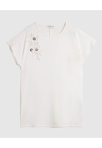 Camiseta  Para Mujer Manga Corta Cuello Redondo Color Blanco Marca Patprimo #14091455 Patprimo