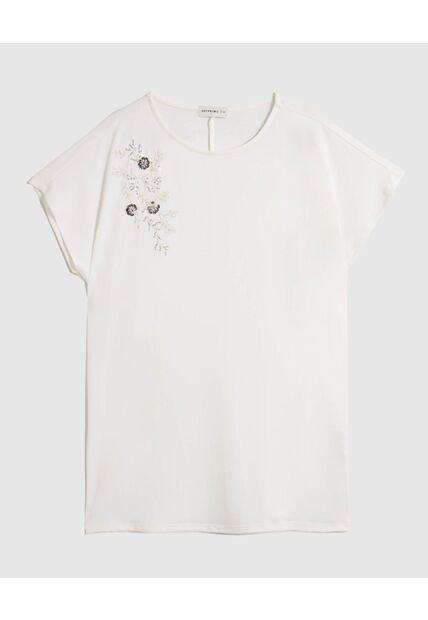 Camiseta  Para Mujer Manga Corta Cuello Redondo Color Blanco Marca Patprimo #14091455