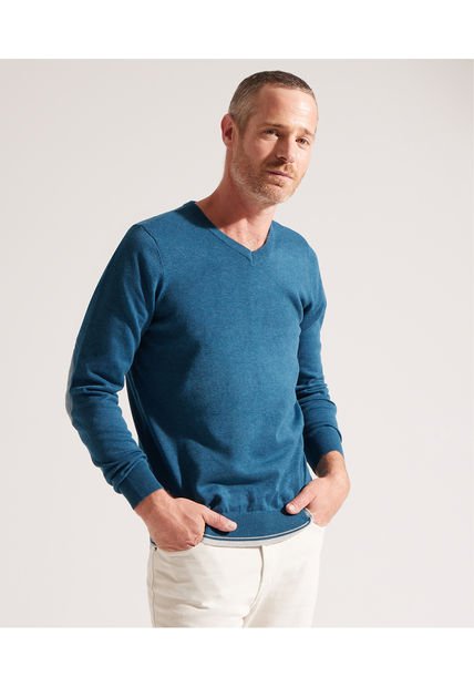 Saco Para Hombre Cuello V Color Indigo Marca Patprimo #44330201