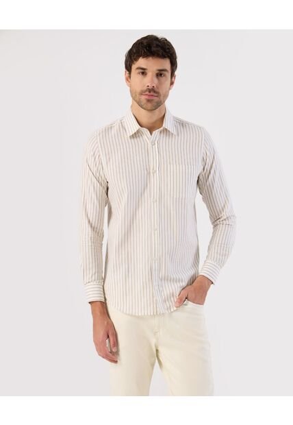 Camisa  Para Hombre Manga Larga Con Bolsillo Cuello C Color Crema Marca Patprimo #44017278