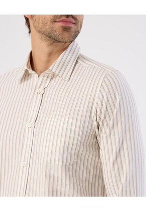 Camisa  Para Hombre Manga Larga Con Bolsillo Cuello C Color Crema Marca Patprimo #44017278