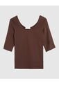Camiseta Para Mujer Manga 3/4 Cuello Redondo Color Café Marca Patprimo #30093803 de Patprimo